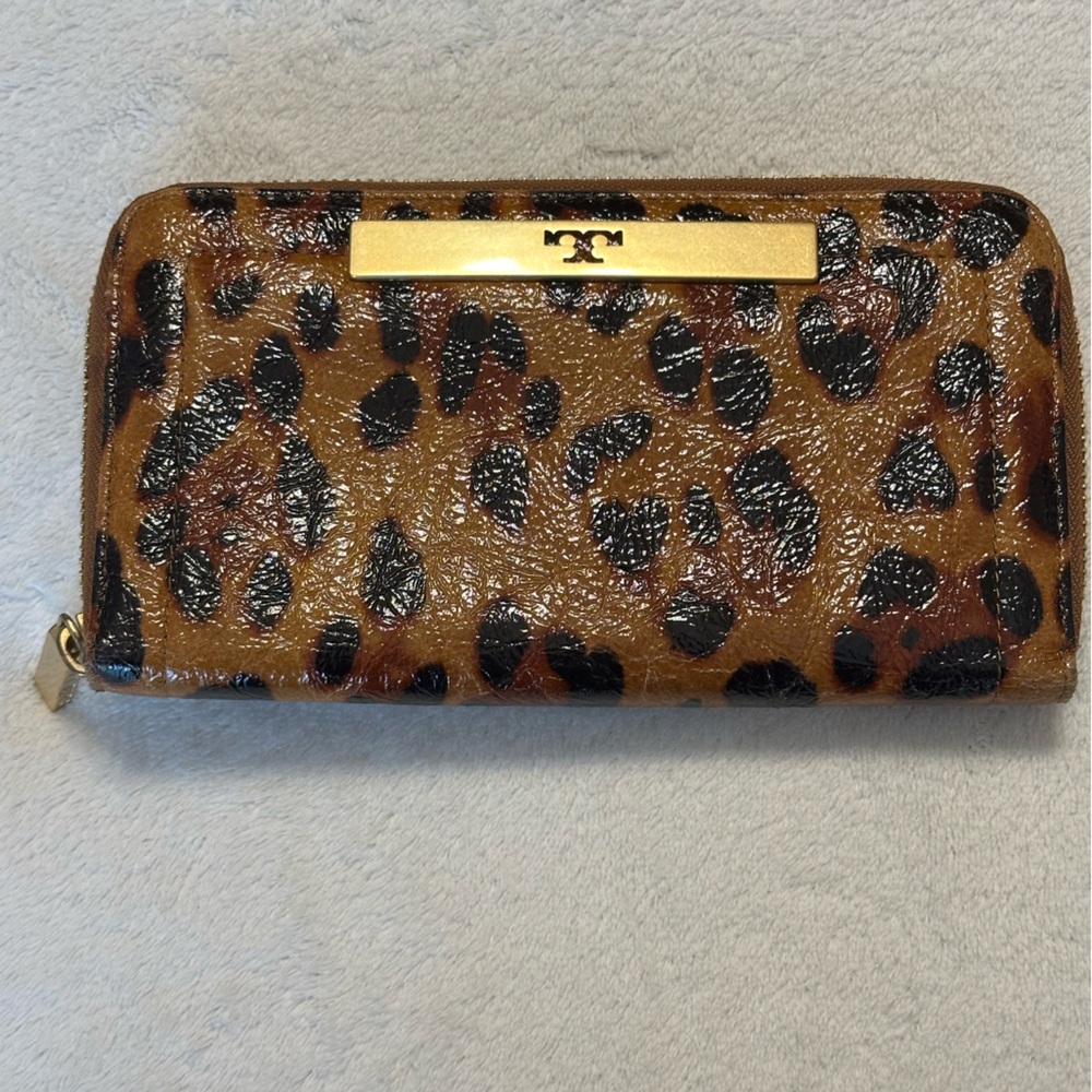 Tory Burch Animal Print Wallet - Brown and Black